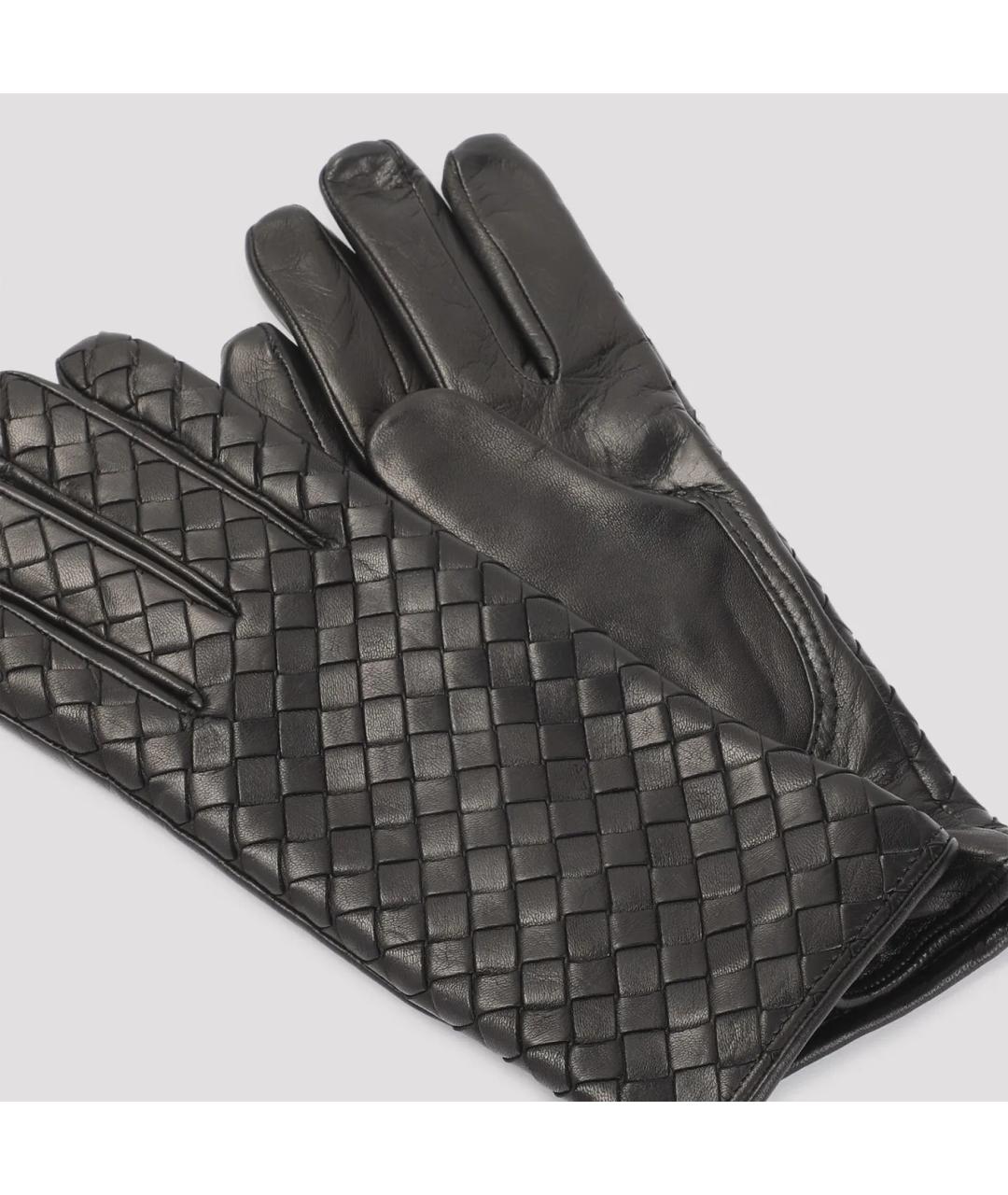 BOTTEGA VENETA Черные кожаные перчатки, фото 3