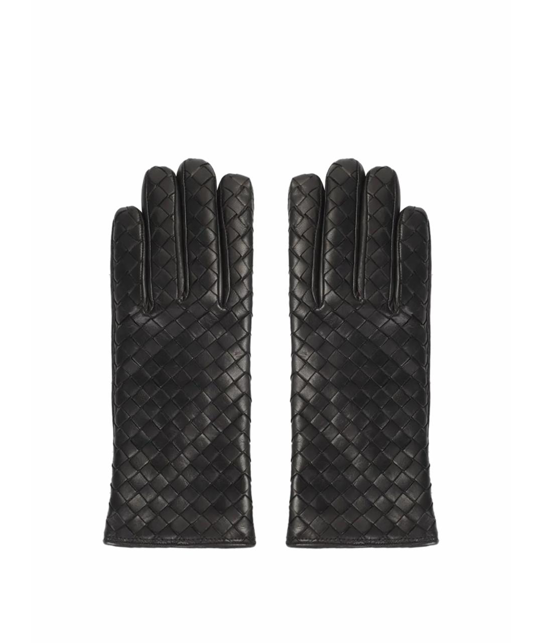 BOTTEGA VENETA Черные кожаные перчатки, фото 1
