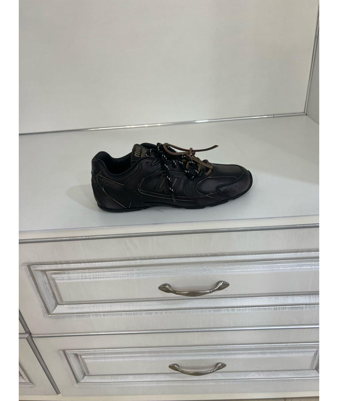 MIU MIU Черные кожаные кроссовки, фото 2