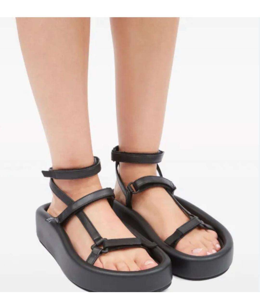 MM6 MAISON MARGIELA Черные кожаные босоножки, фото 6