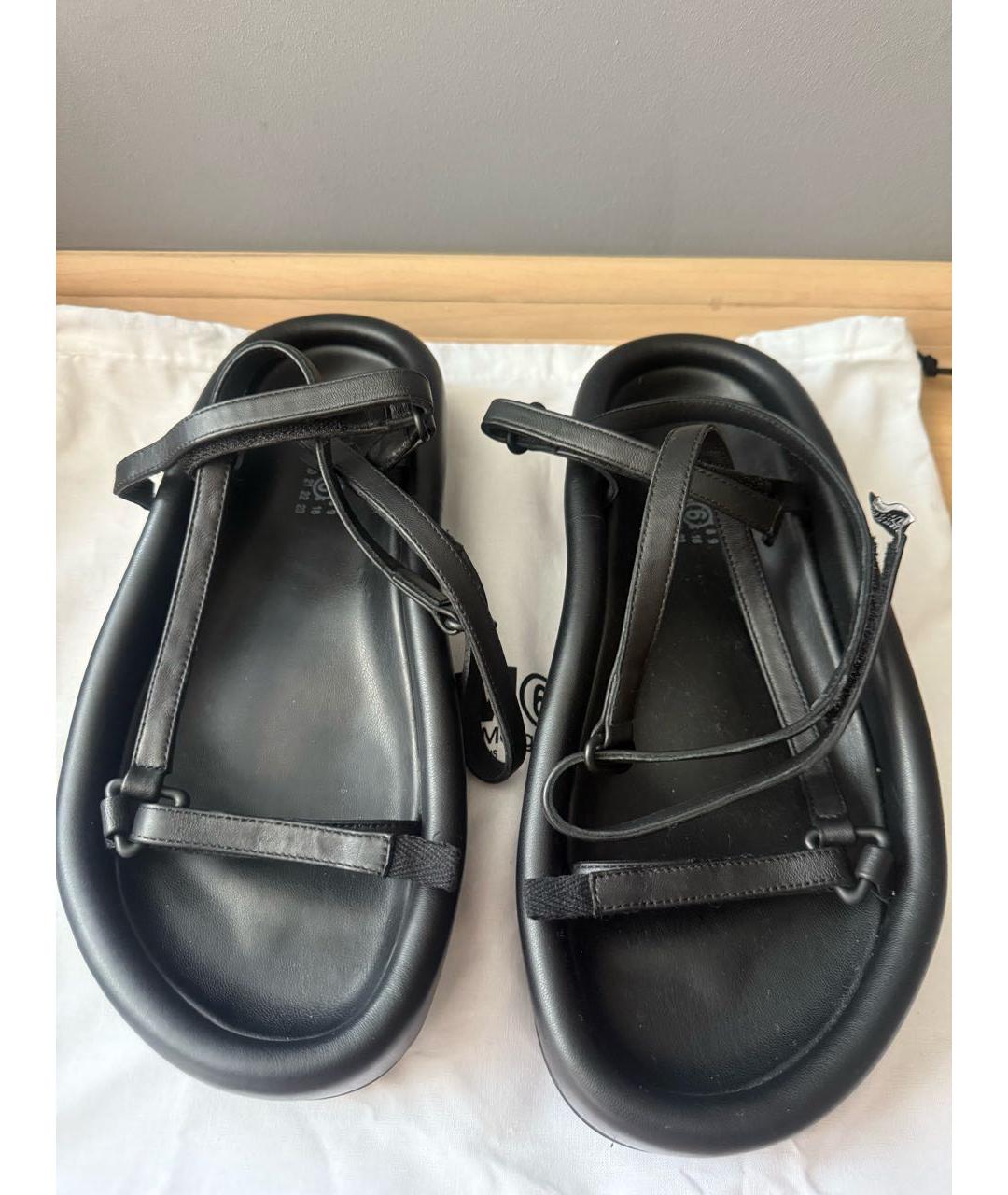 MM6 MAISON MARGIELA Черные кожаные босоножки, фото 3