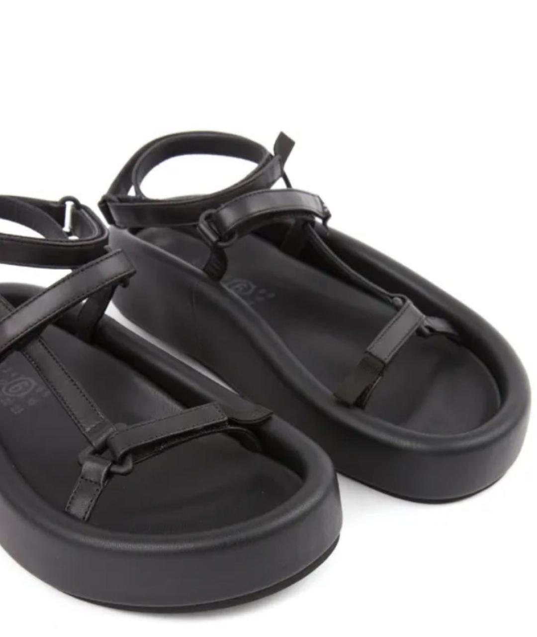 MM6 MAISON MARGIELA Черные кожаные босоножки, фото 2