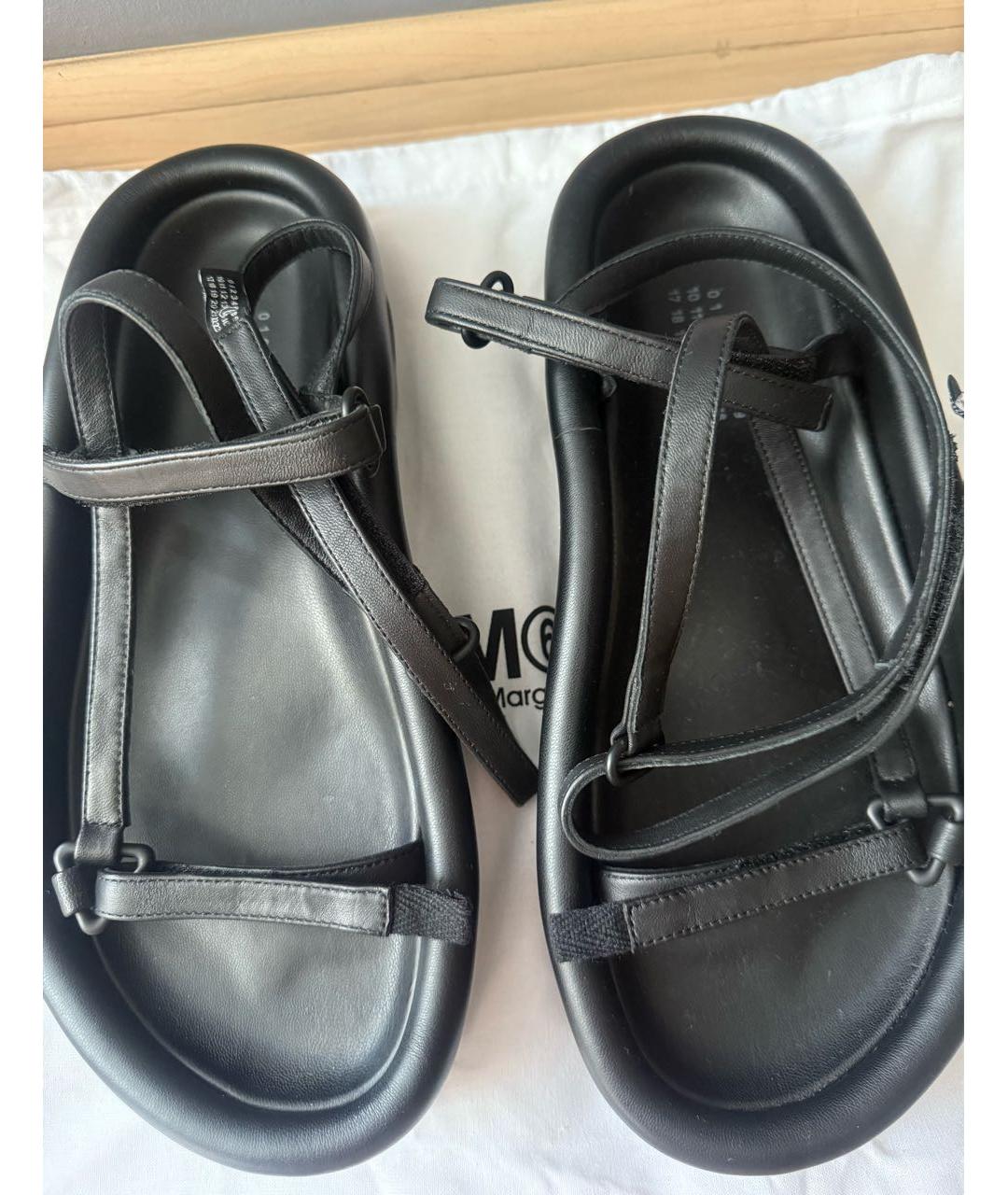 MM6 MAISON MARGIELA Черные кожаные босоножки, фото 5