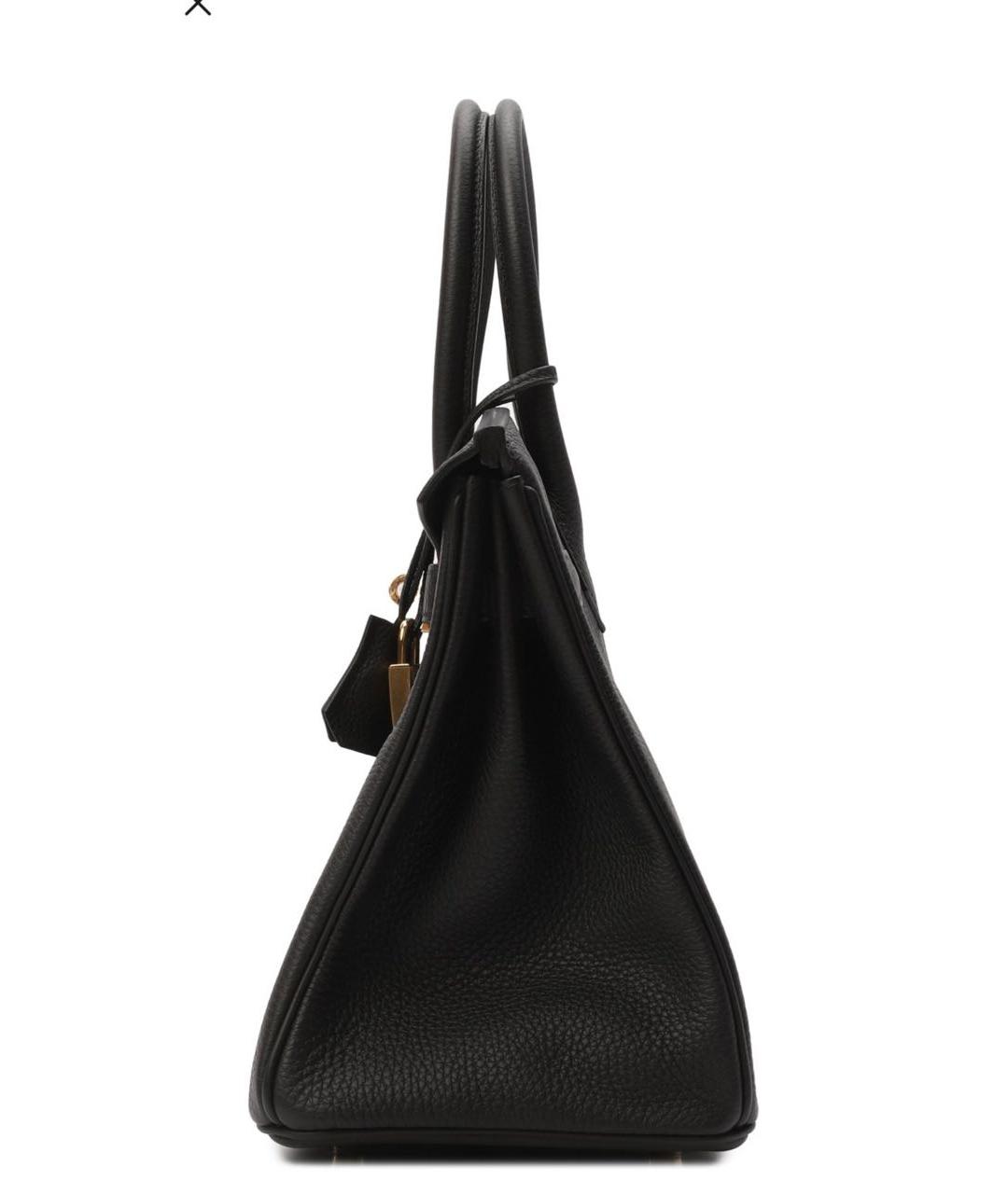 HERMES Черная кожаная сумка с короткими ручками, фото 3