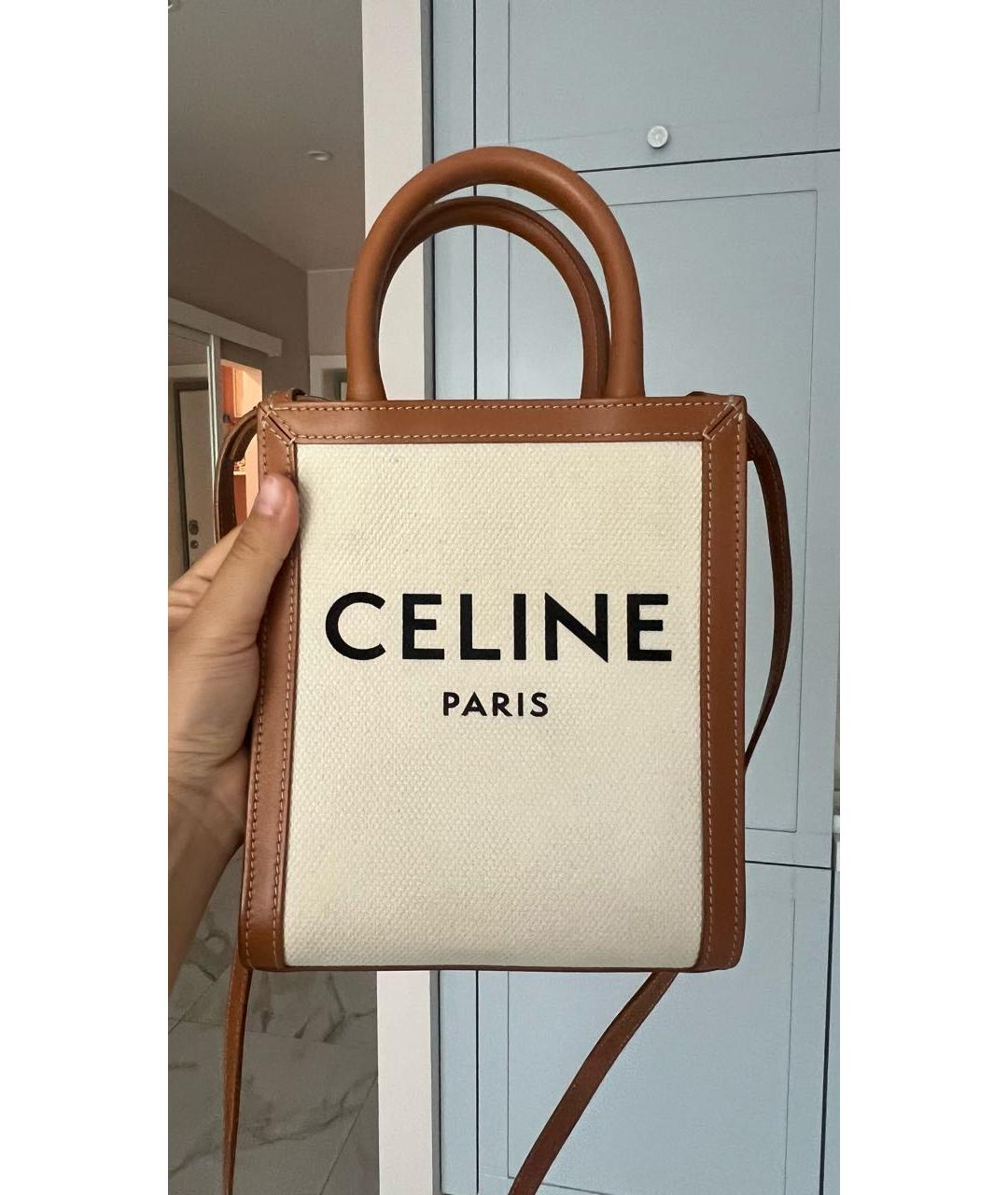 CELINE Бежевая кожаная сумка тоут, фото 8