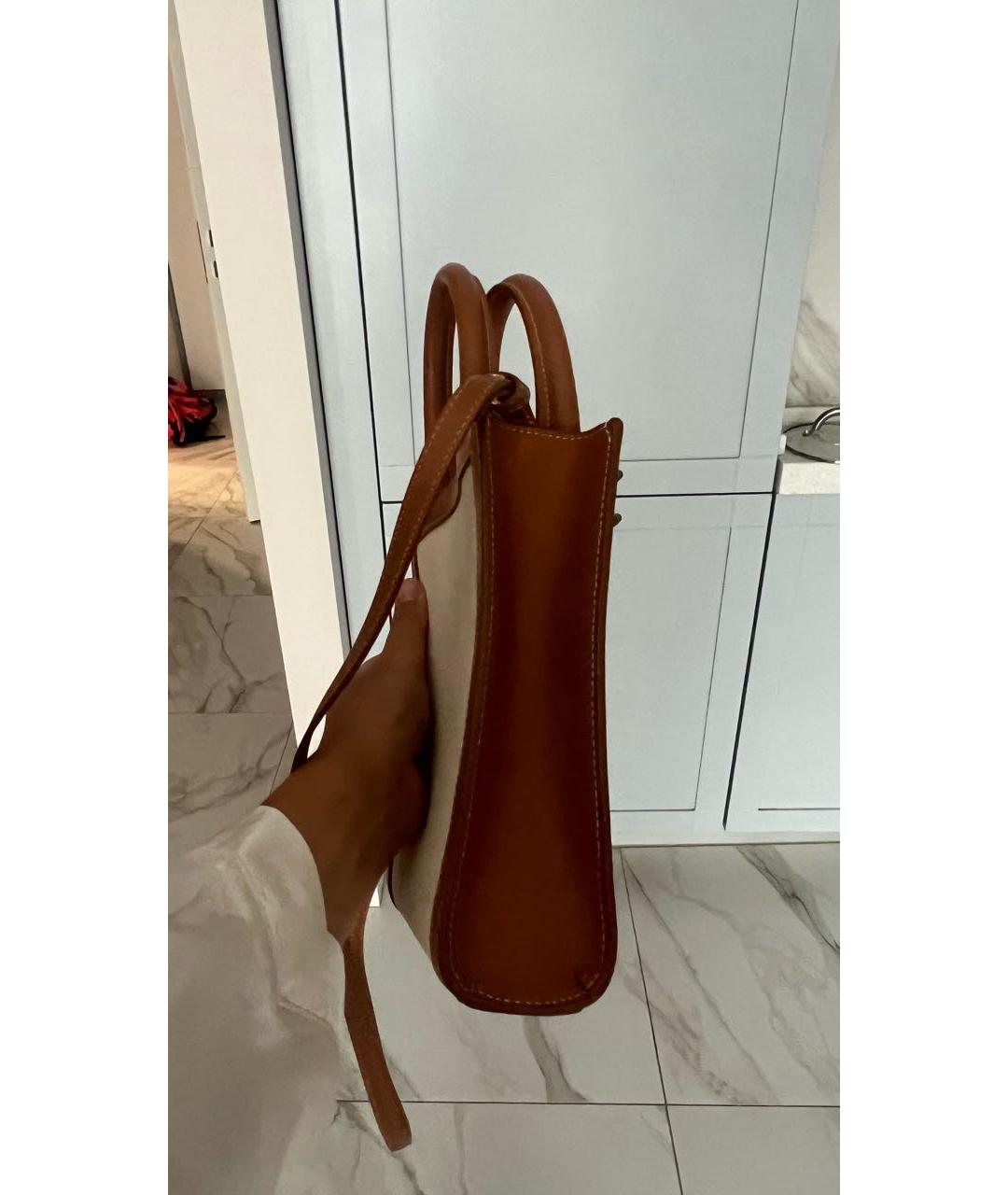 CELINE Бежевая кожаная сумка тоут, фото 2
