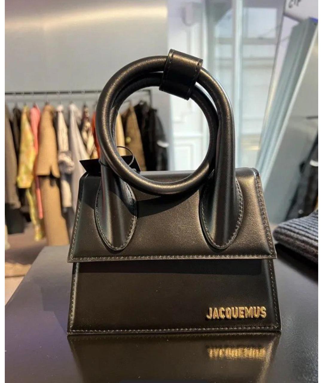 JACQUEMUS Черная кожаная сумка через плечо, фото 5