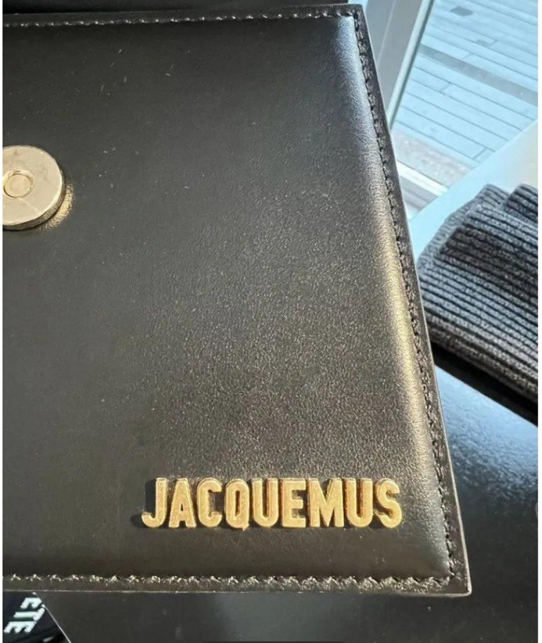 JACQUEMUS Черная кожаная сумка через плечо, фото 2