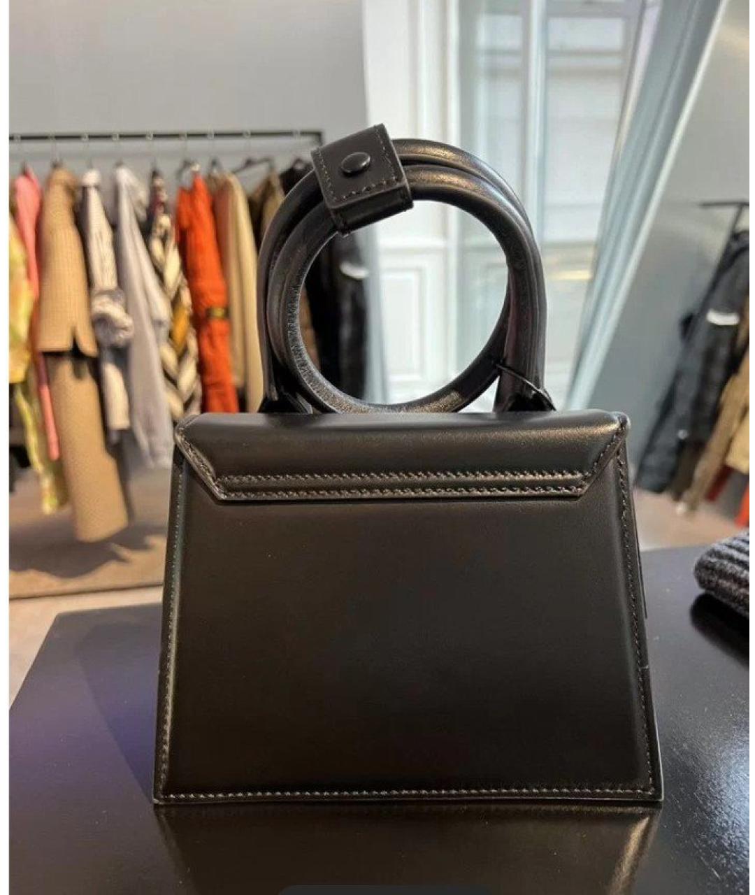 JACQUEMUS Черная кожаная сумка через плечо, фото 3