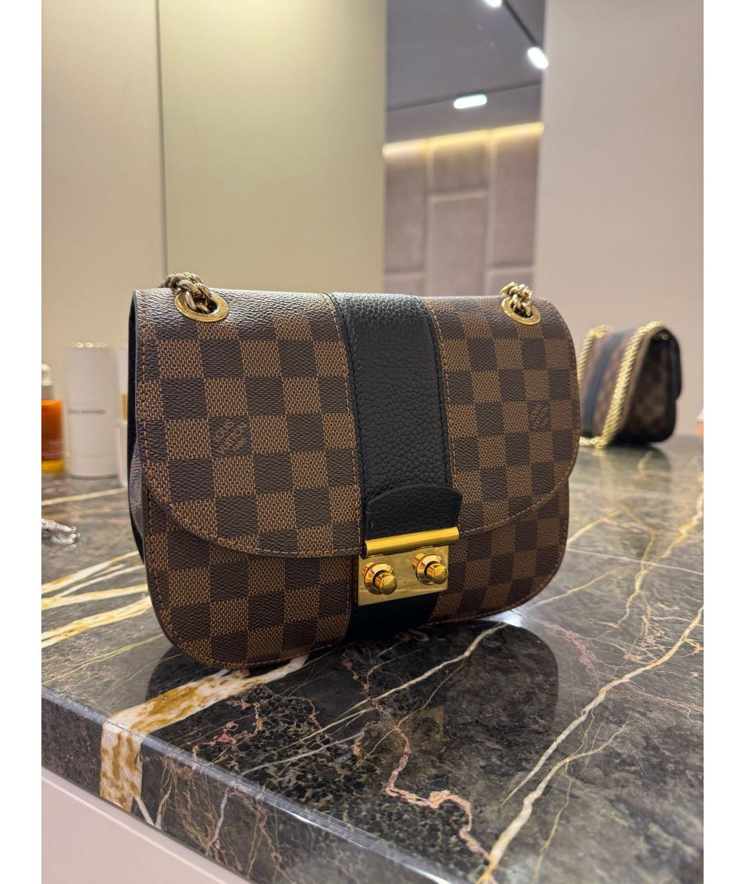 LOUIS VUITTON Коричневая кожаная сумка через плечо, фото 5