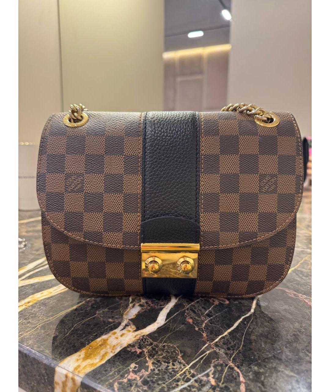 LOUIS VUITTON Коричневая кожаная сумка через плечо, фото 6