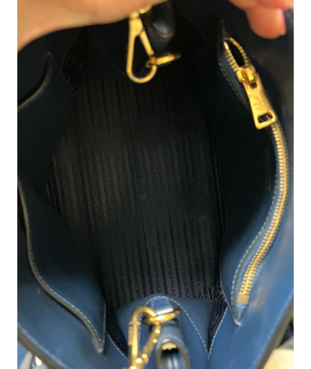 PRADA Синяя кожаная сумка тоут, фото 4