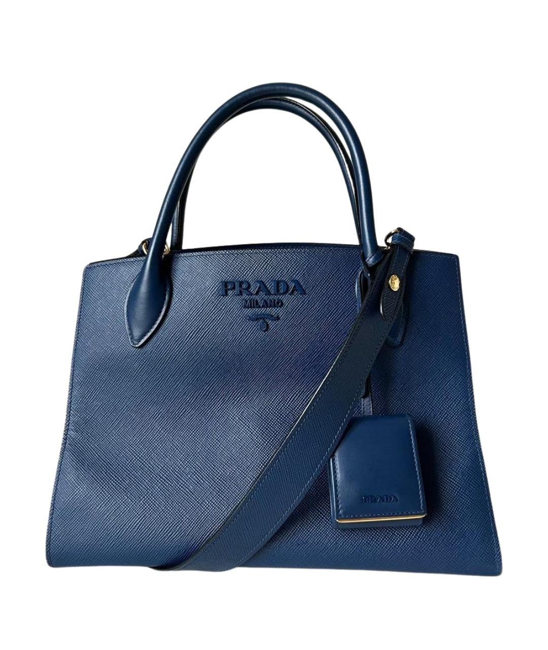 PRADA Синяя кожаная сумка тоут, фото 1