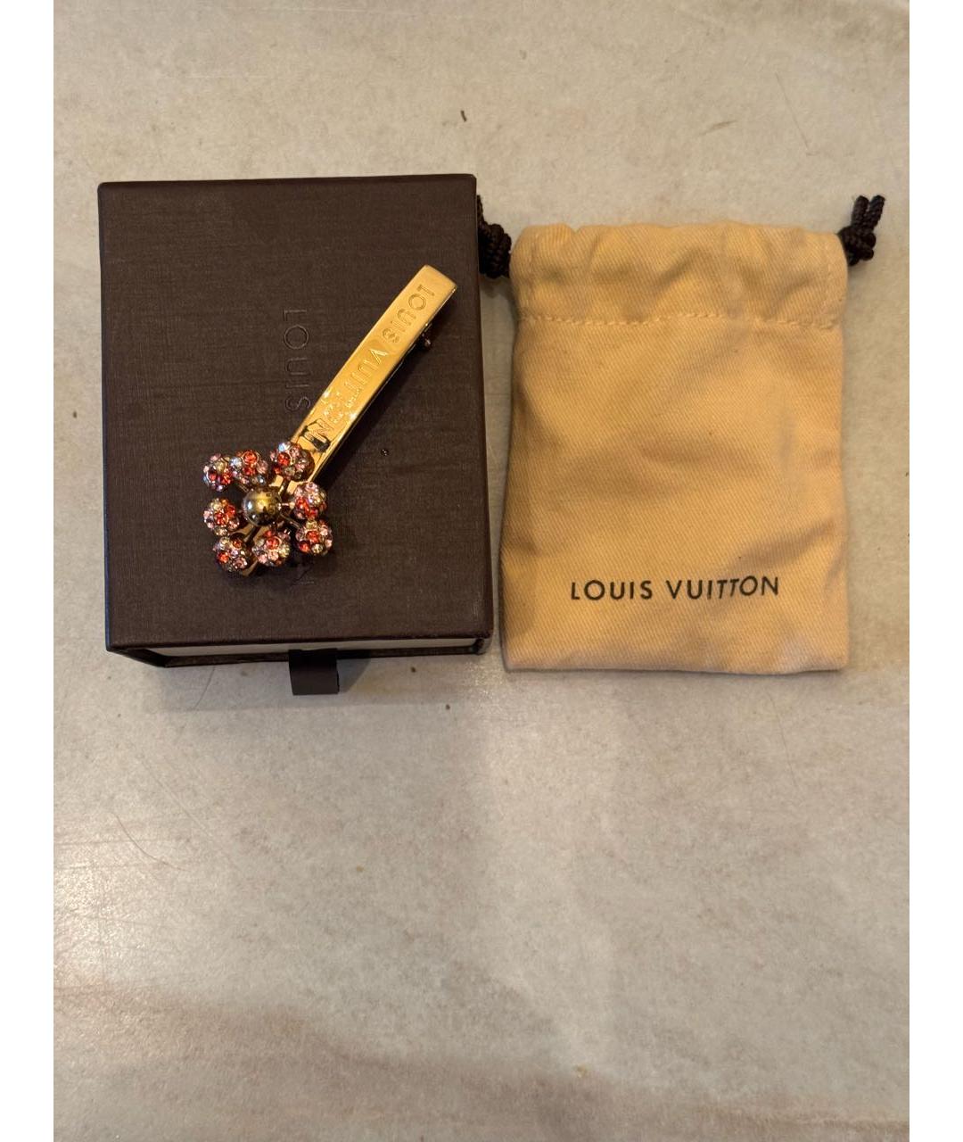 LOUIS VUITTON Золотая заколка, фото 5