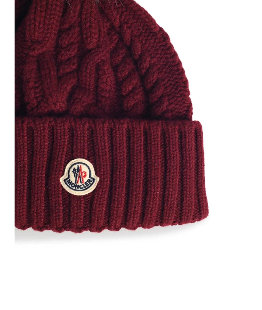 MONCLER Бордовая шерстяная шапка, фото 2