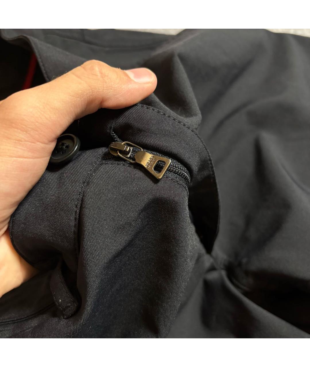 PRADA Черные полиэстеровые повседневные брюки, фото 3