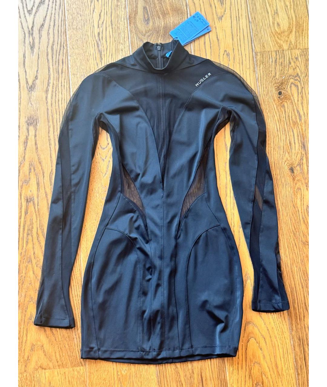 MUGLER Черное полиэстеровое платье, фото 7