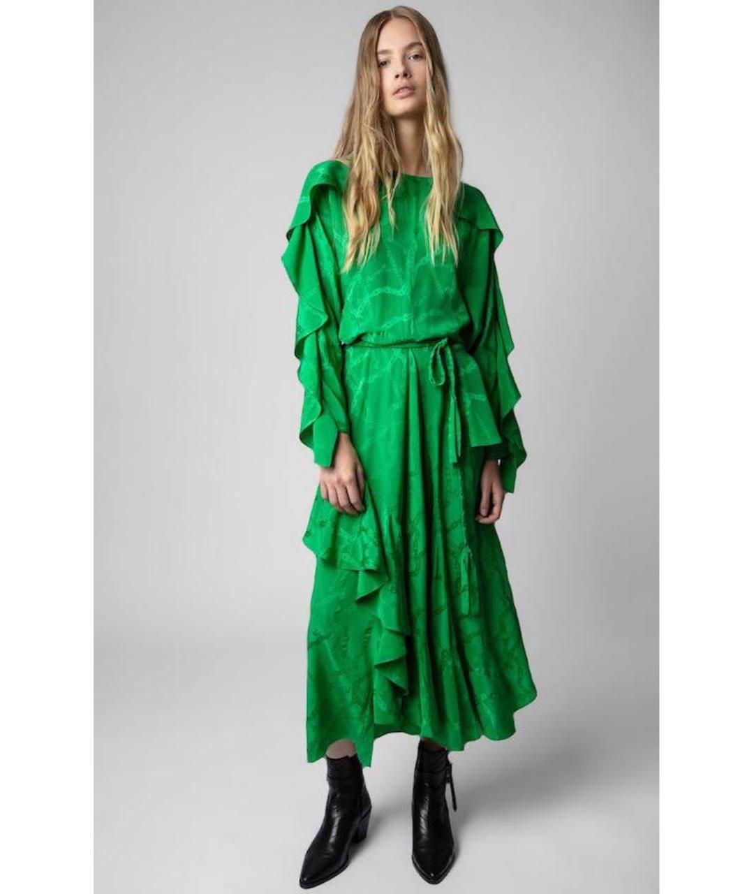 ZADIG & VOLTAIRE Зеленые шелковое повседневное платье, фото 5