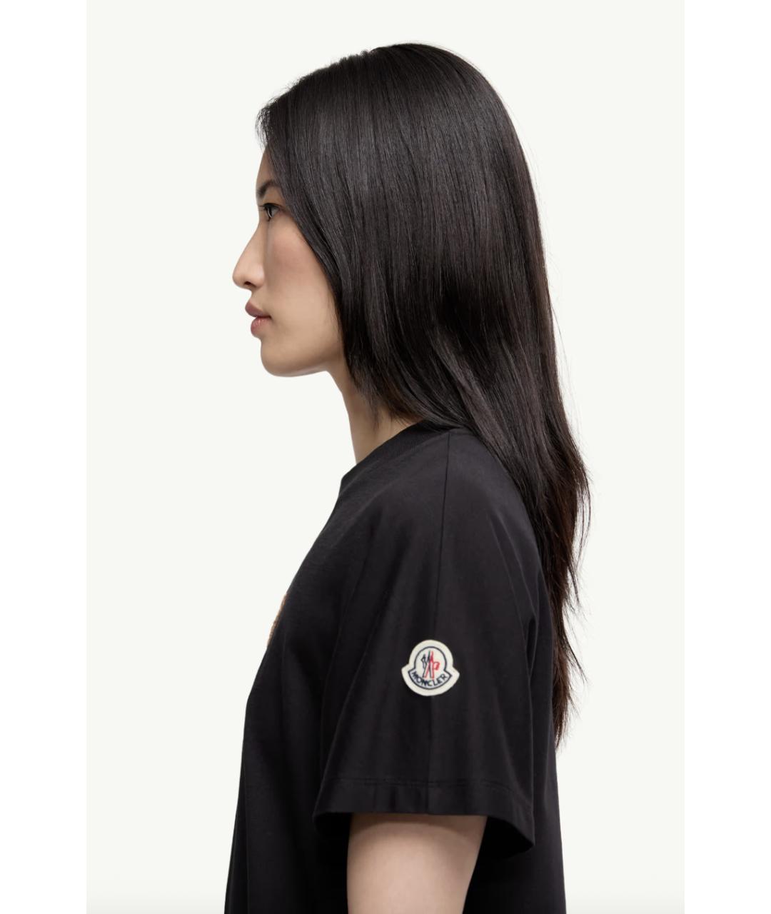 MONCLER Черная хлопковая футболка, фото 2