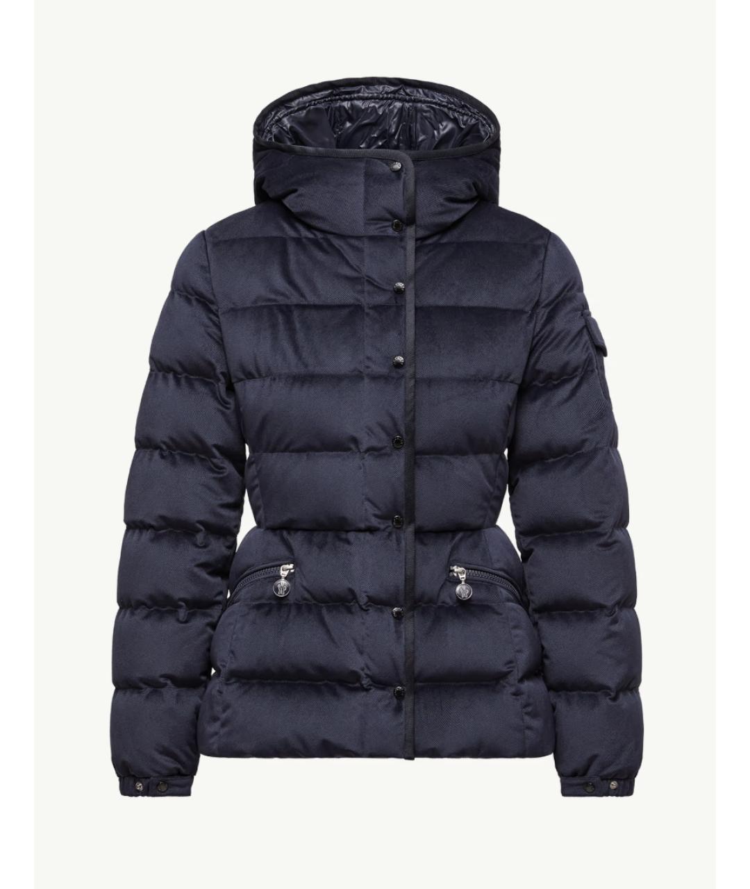 MONCLER Темно-синий полиэстеровый пуховик, фото 5