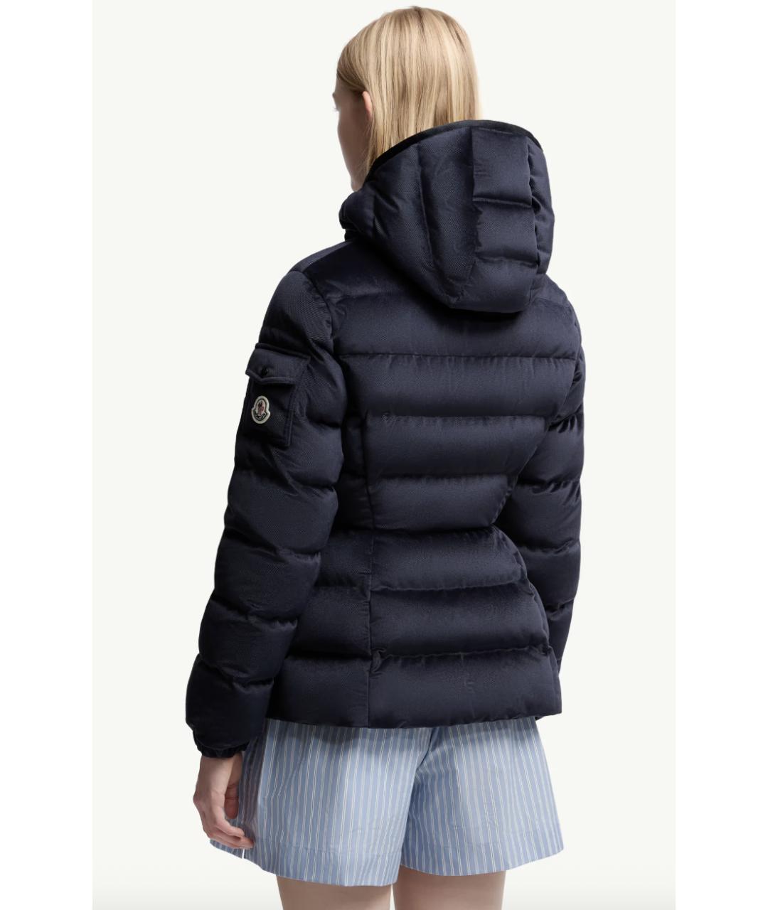 MONCLER Темно-синий полиэстеровый пуховик, фото 4