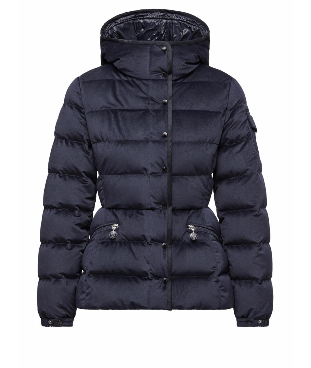 MONCLER Темно-синий полиэстеровый пуховик, фото 1