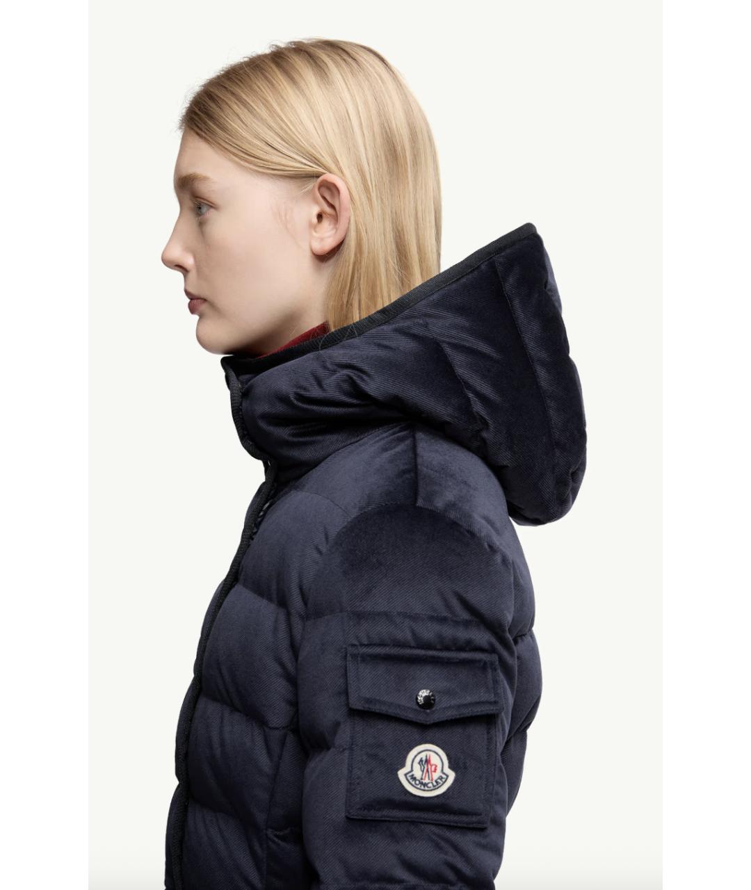 MONCLER Темно-синий полиэстеровый пуховик, фото 2