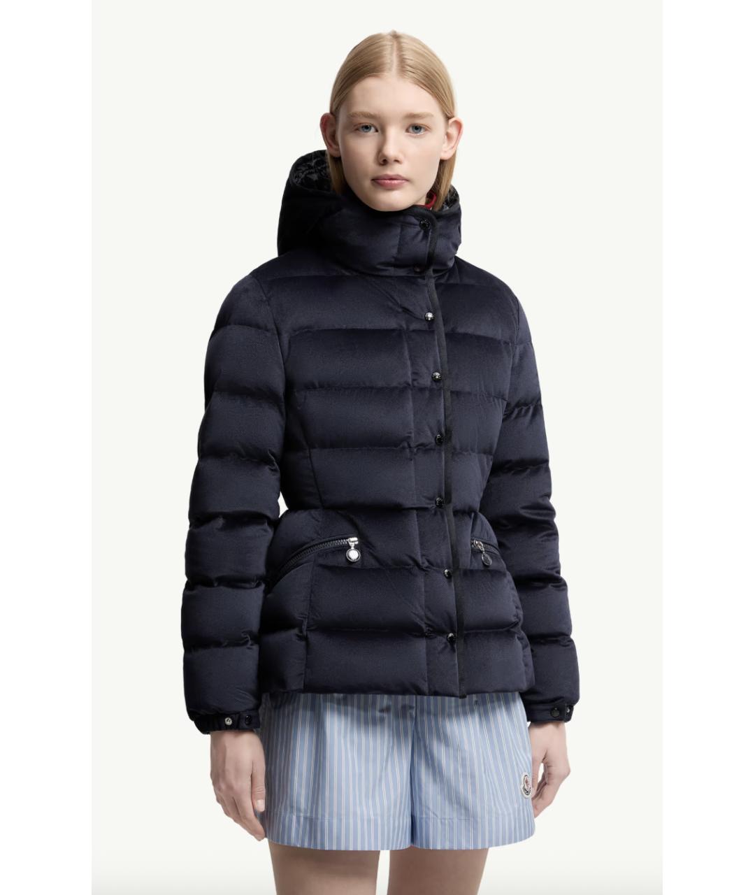 MONCLER Темно-синий полиэстеровый пуховик, фото 3