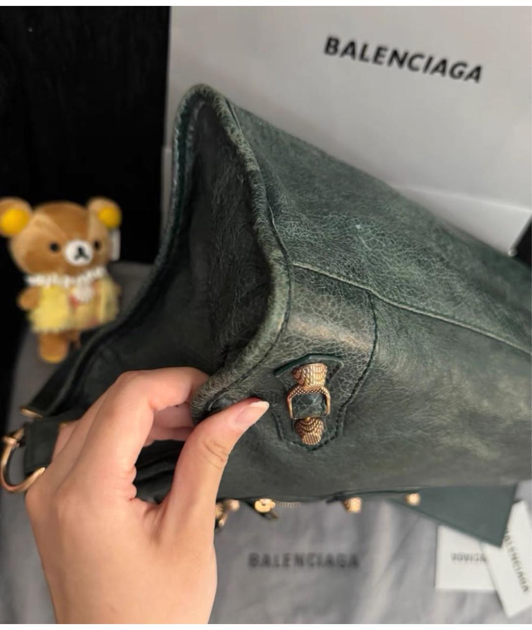 BALENCIAGA Зеленая кожаная сумка с короткими ручками, фото 8