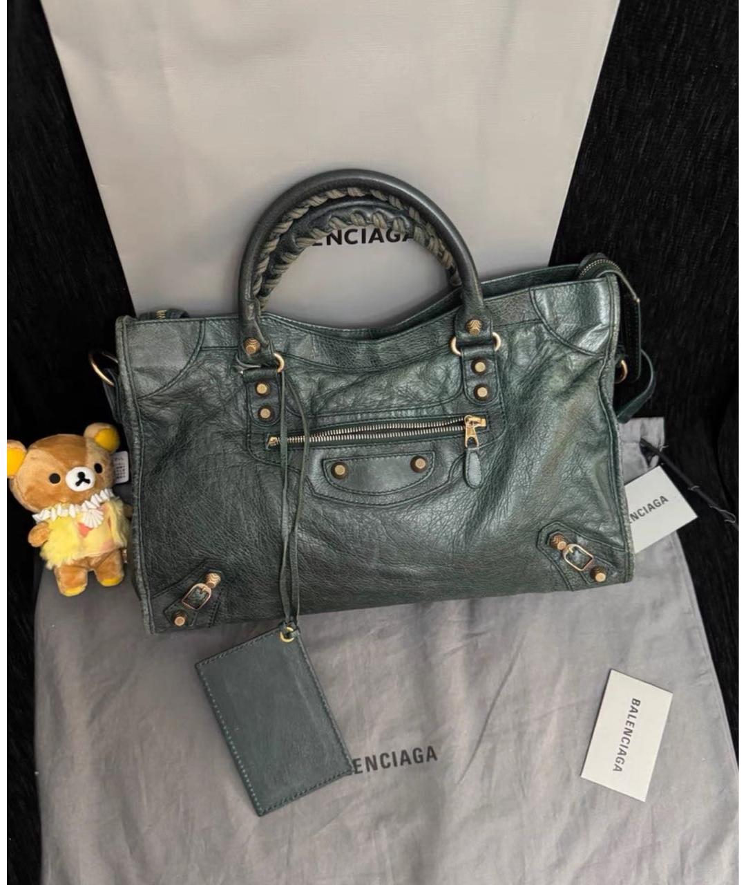 BALENCIAGA Зеленая кожаная сумка с короткими ручками, фото 2