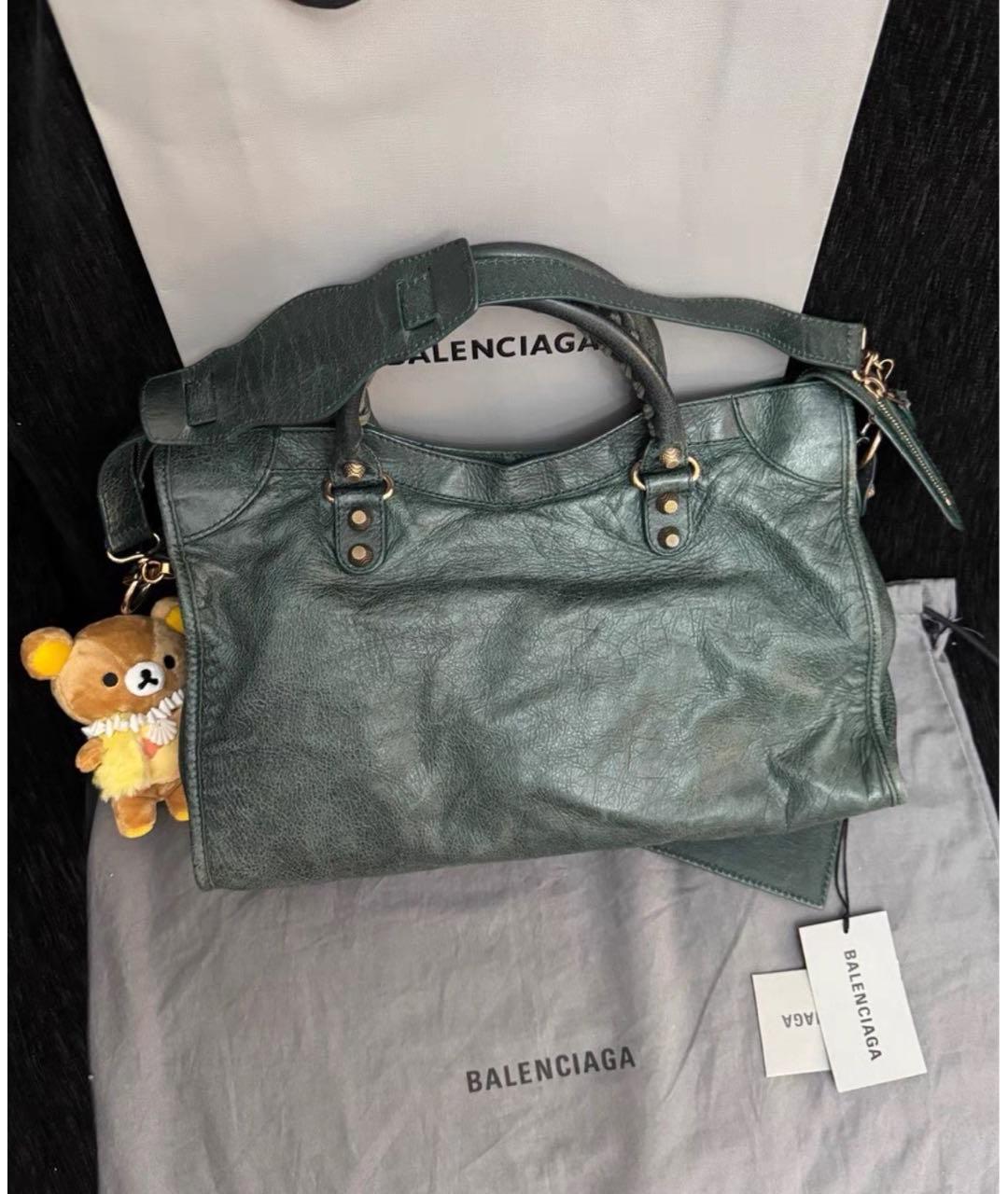 BALENCIAGA Зеленая кожаная сумка с короткими ручками, фото 3