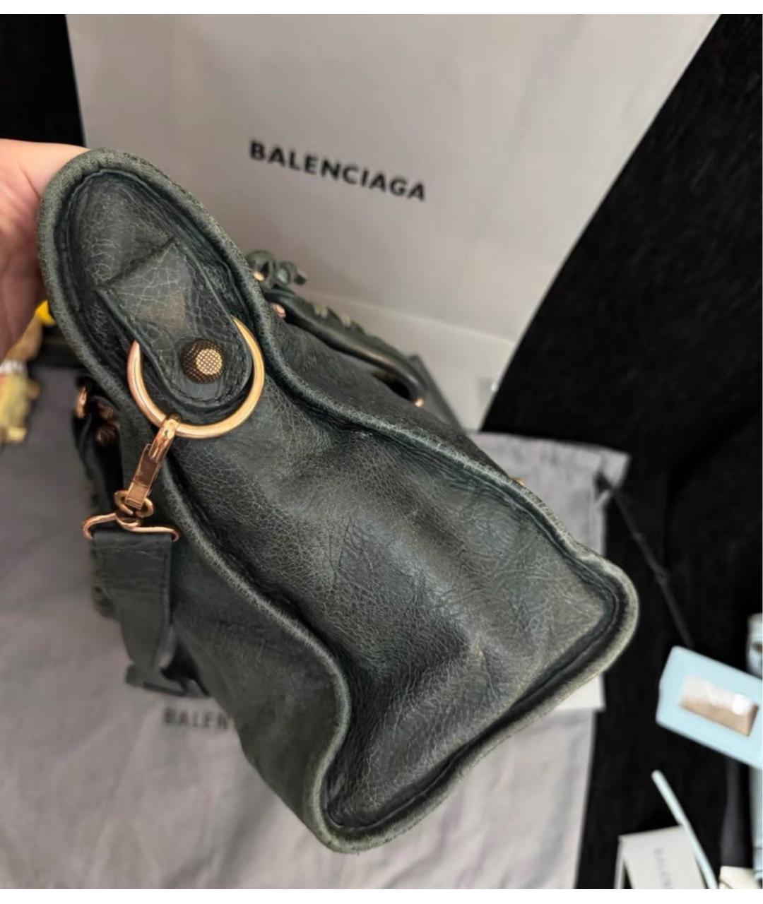 BALENCIAGA Зеленая кожаная сумка с короткими ручками, фото 5