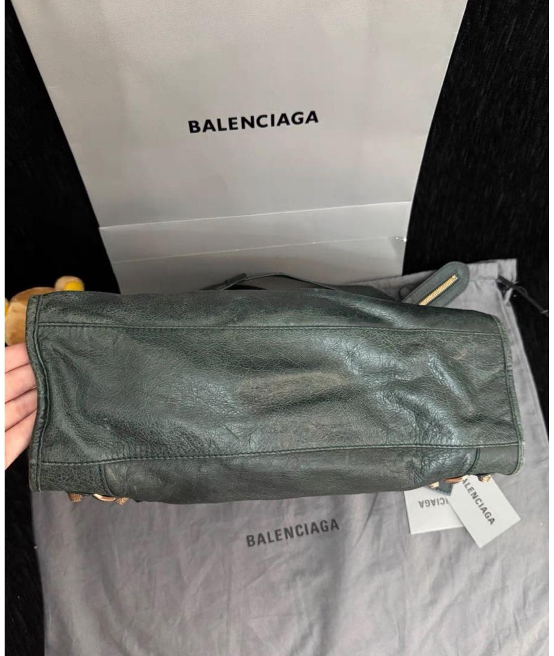 BALENCIAGA Зеленая кожаная сумка с короткими ручками, фото 6