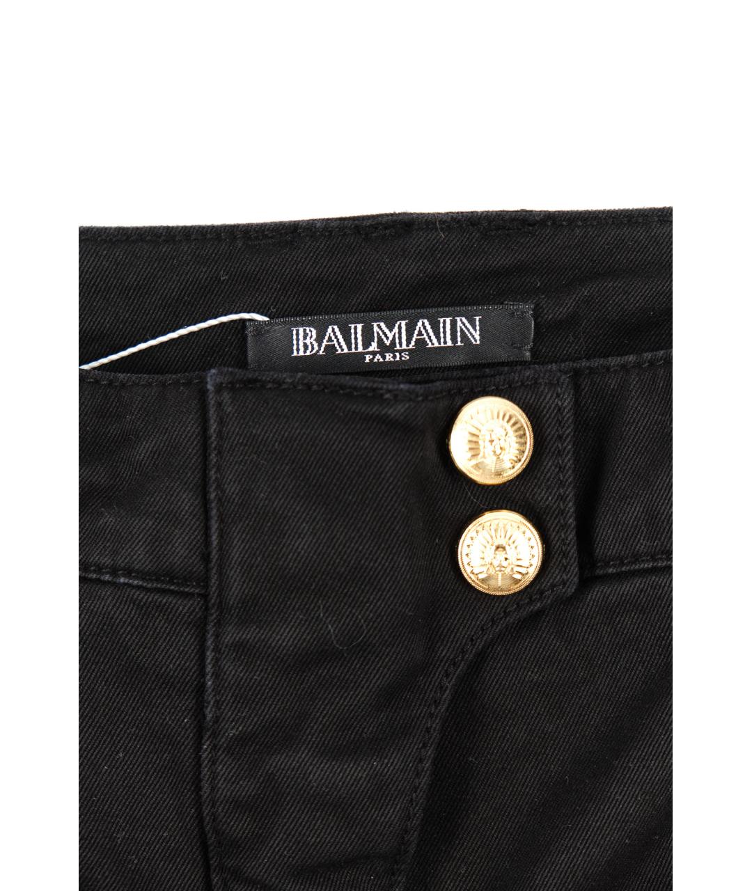BALMAIN Черные хлопко-эластановые прямые джинсы, фото 3