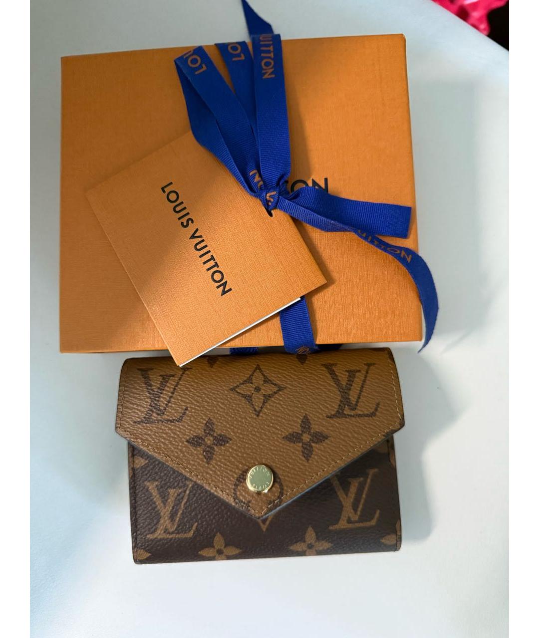 LOUIS VUITTON Коричневый кожаный кошелек, фото 5