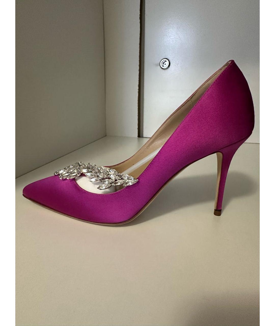 MANOLO BLAHNIK Фуксия текстильные туфли, фото 5