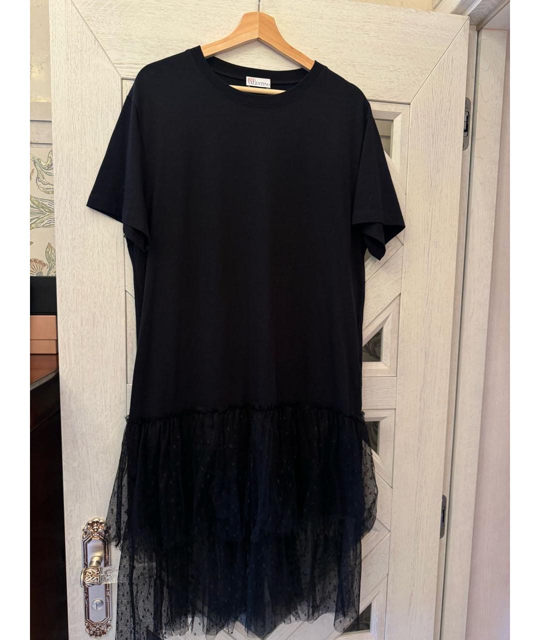 RED VALENTINO Черное хлопковое повседневное платье, фото 3