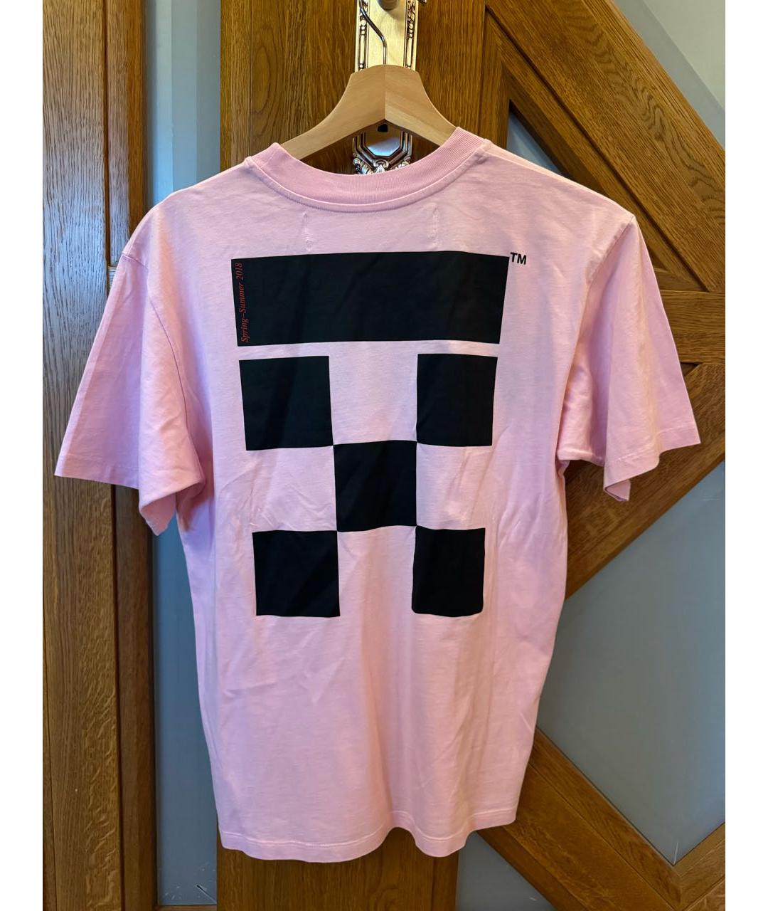 OFF-WHITE Розовая хлопковая футболка, фото 2
