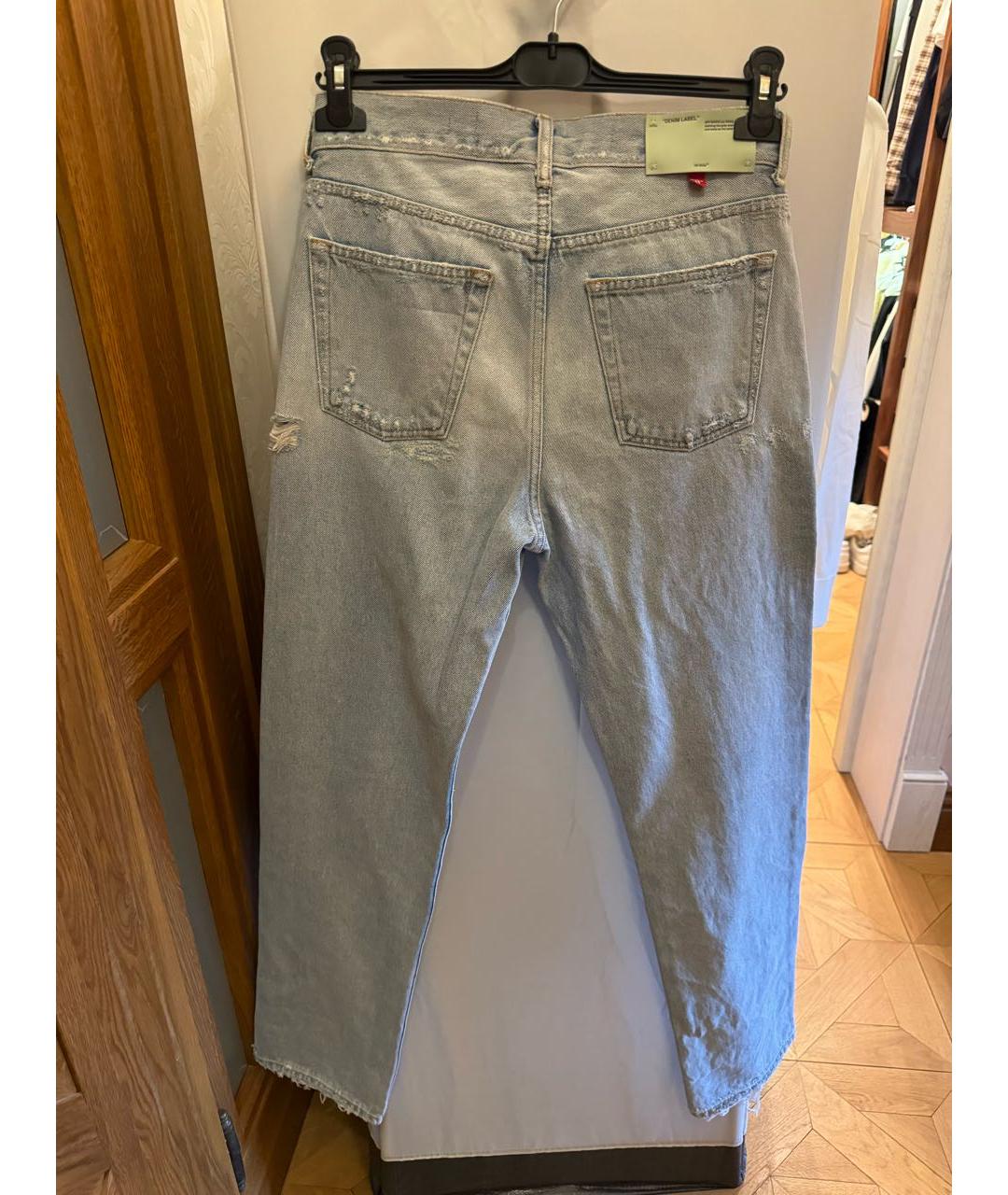 OFF-WHITE Голубые хлопковые прямые джинсы, фото 2