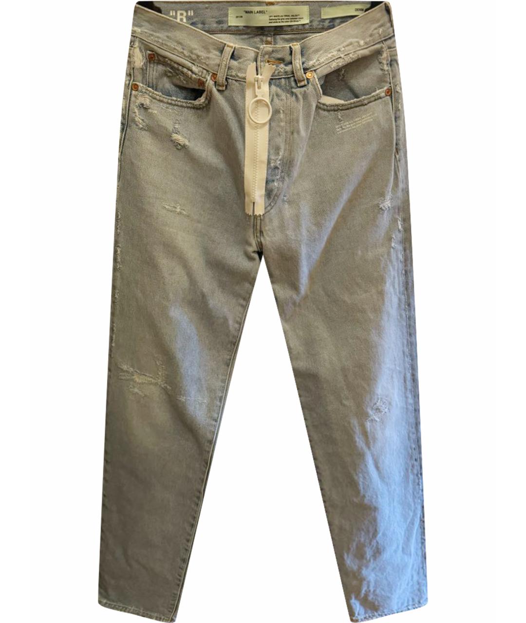 OFF-WHITE Голубые хлопковые прямые джинсы, фото 1