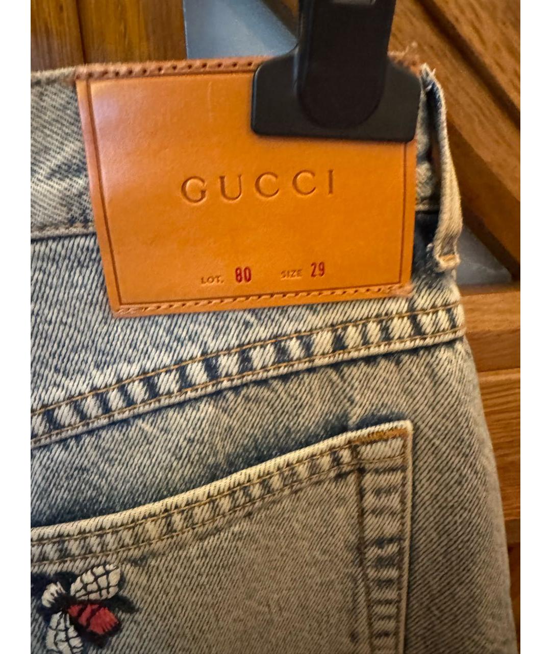 GUCCI Серые хлопковые прямые джинсы, фото 3
