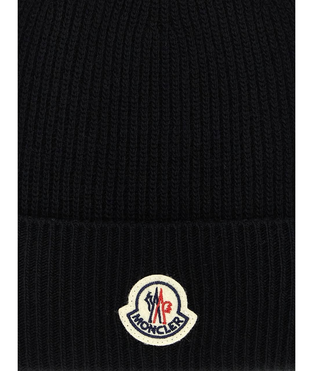 MONCLER Черная шерстяная шапка, фото 3