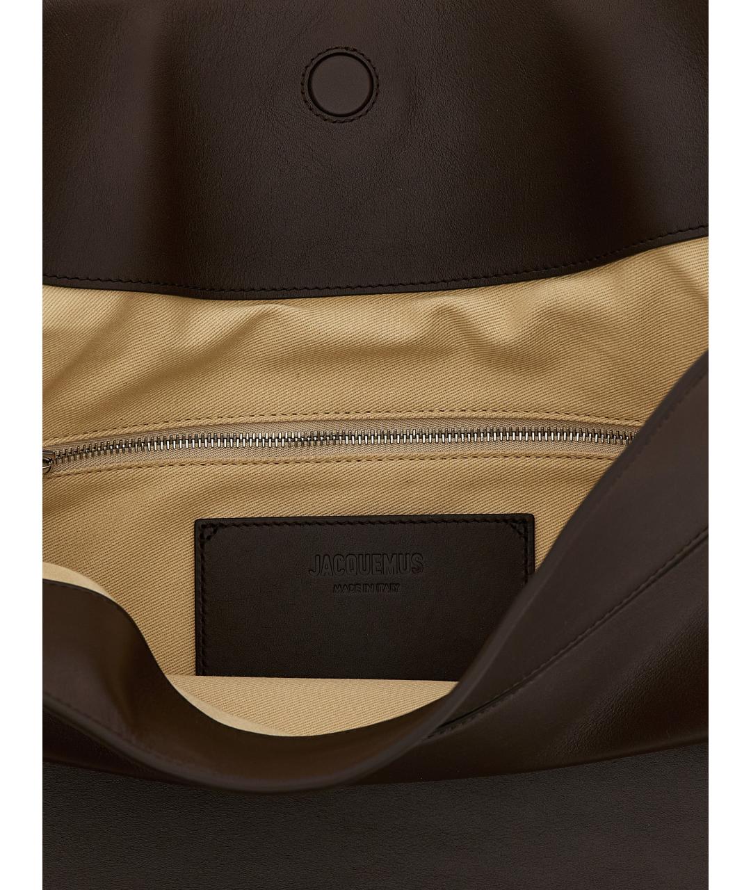 JACQUEMUS Коричневая кожаная сумка через плечо, фото 4