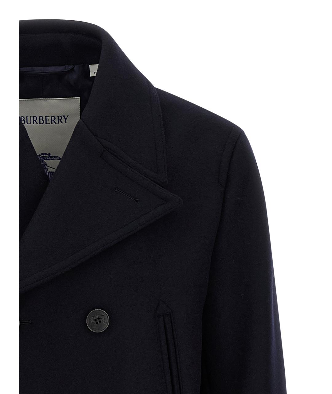 BURBERRY Темно-синее шерстяное пальто, фото 3