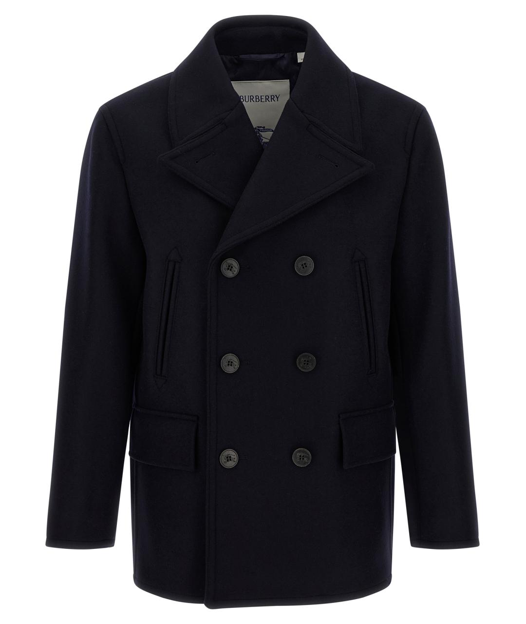 BURBERRY Темно-синее шерстяное пальто, фото 1