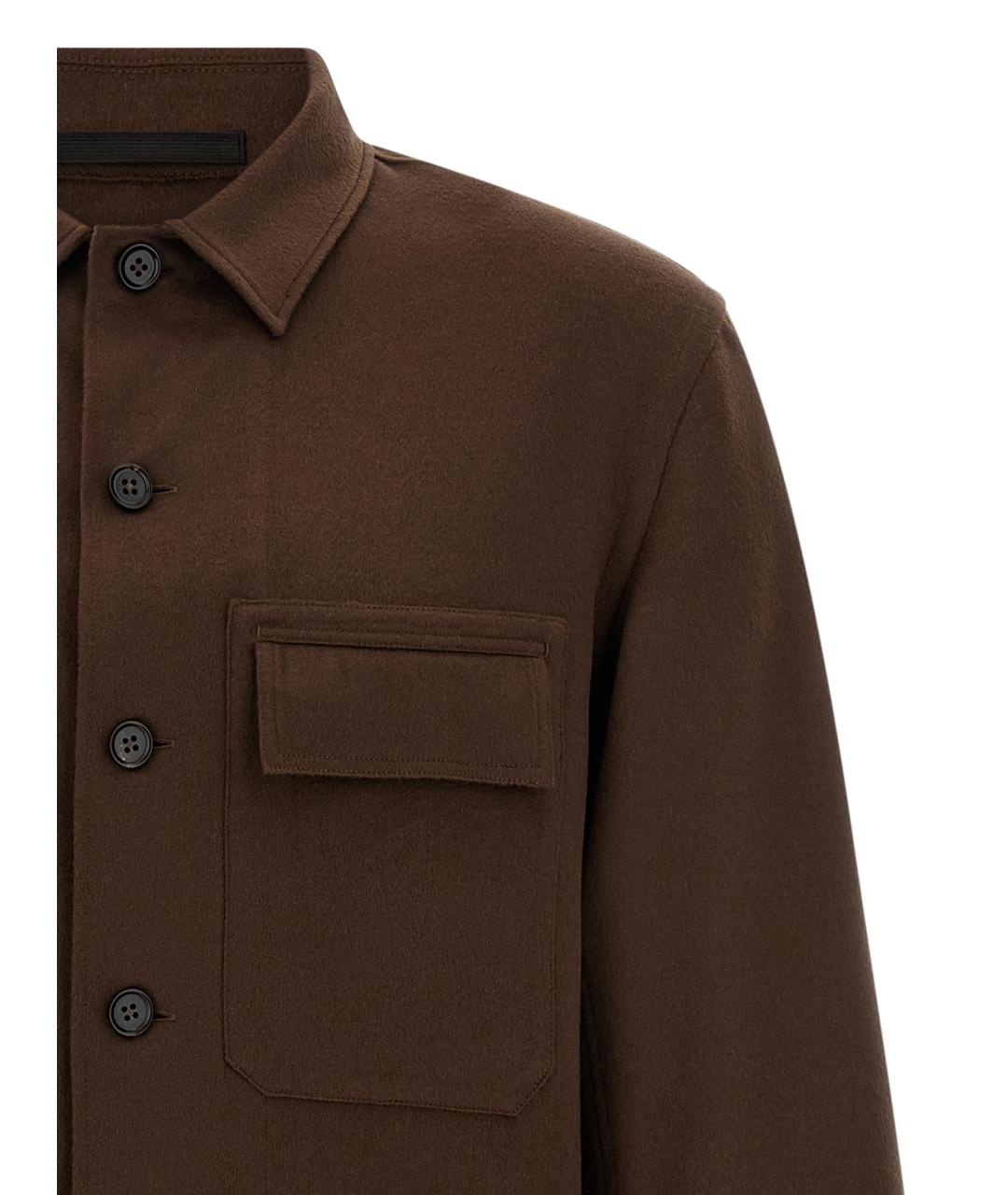 ZEGNA Коричневая кашемировая кэжуал рубашка, фото 3