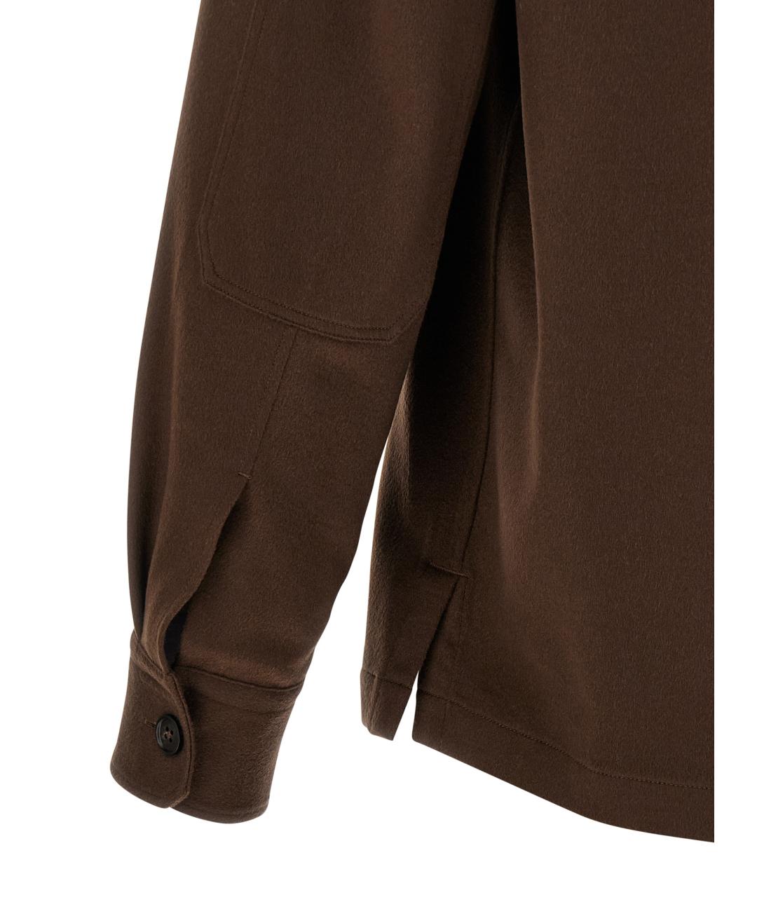 ZEGNA Коричневая кашемировая кэжуал рубашка, фото 4