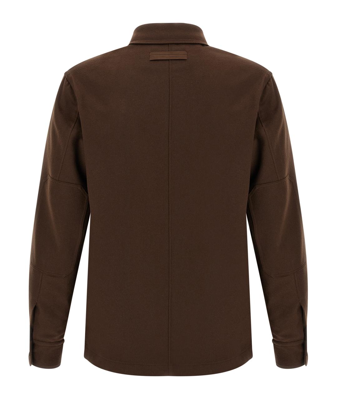 ZEGNA Коричневая кашемировая кэжуал рубашка, фото 2