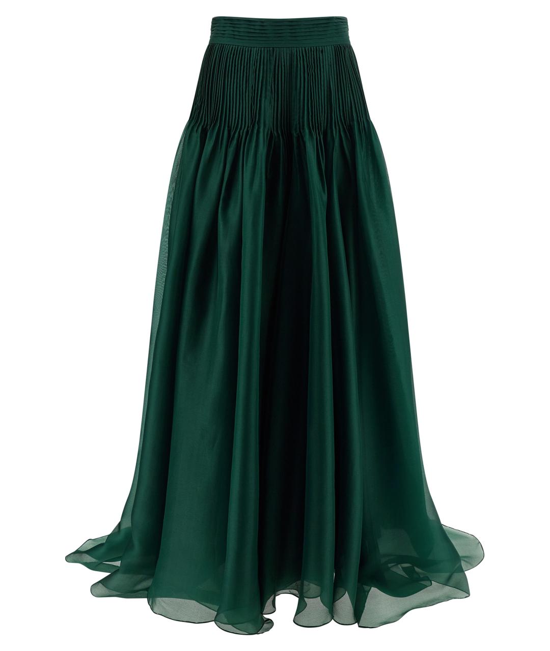CAROLINA HERRERA Зеленая шелковая юбка макси, фото 1
