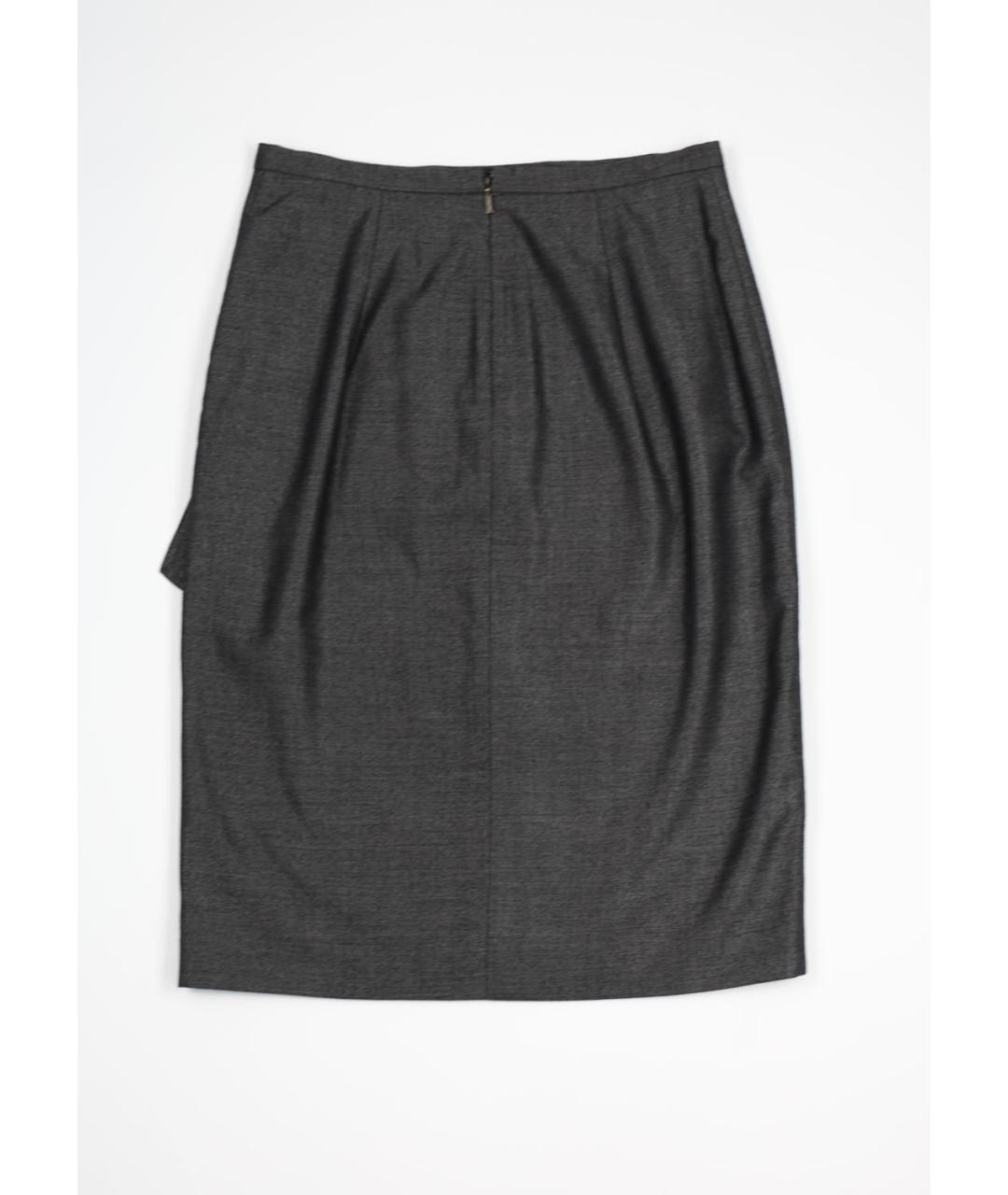 MAX MARA Серая шерстяная юбка миди, фото 4